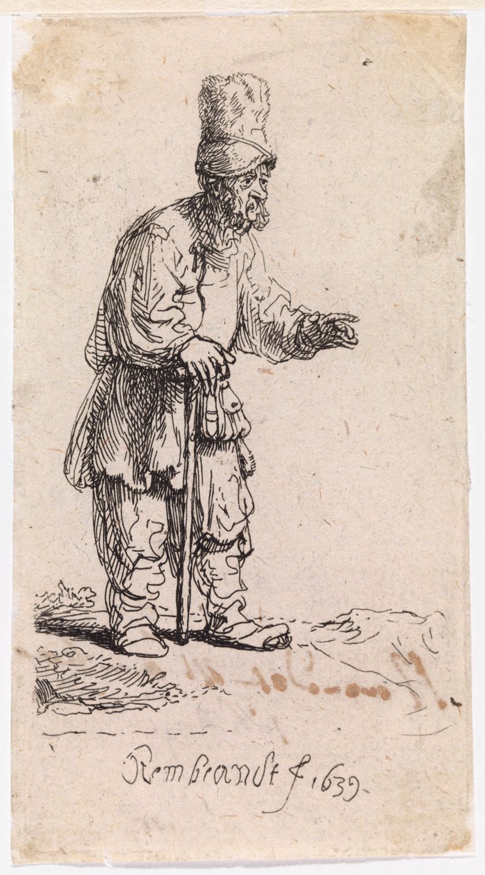 Juutalainen, jolla on korkea lippalakki tekijältä Rembrandt van Rijn