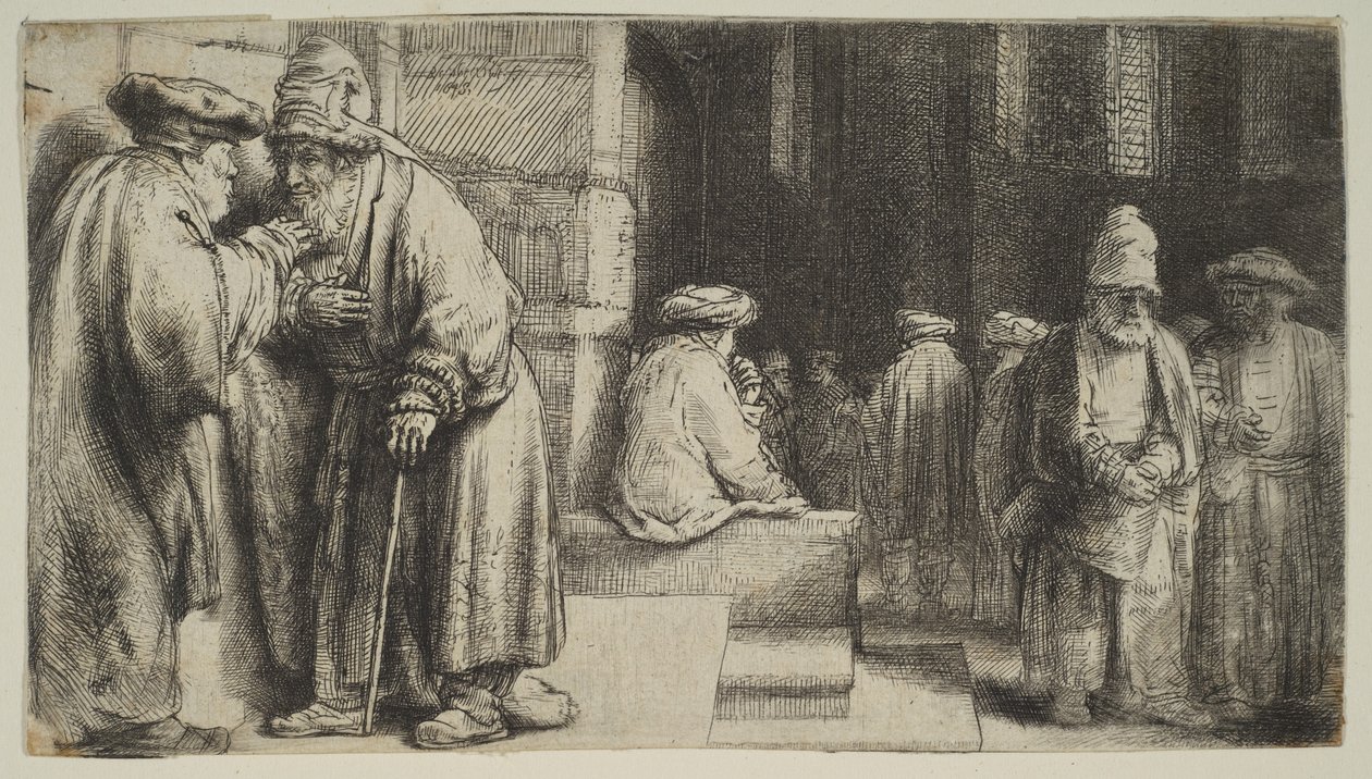 Juutalaiset synagogassa, 1648. tekijältä Rembrandt van Rijn