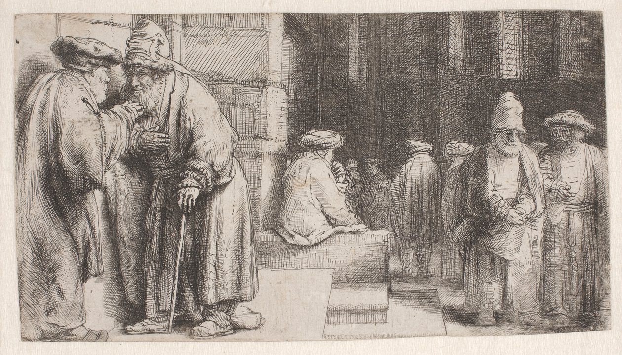 Juutalaiset synagogassa tekijältä Rembrandt van Rijn