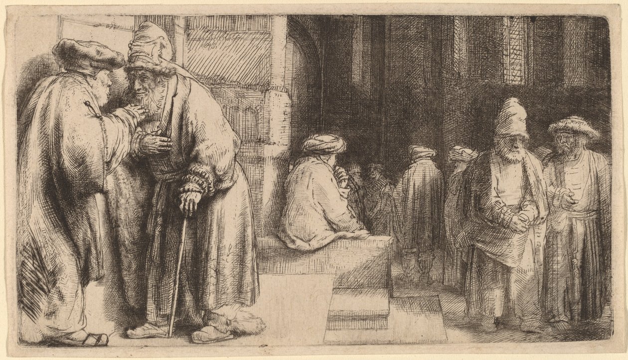 Juutalaiset synagogassa tekijältä Rembrandt van Rijn