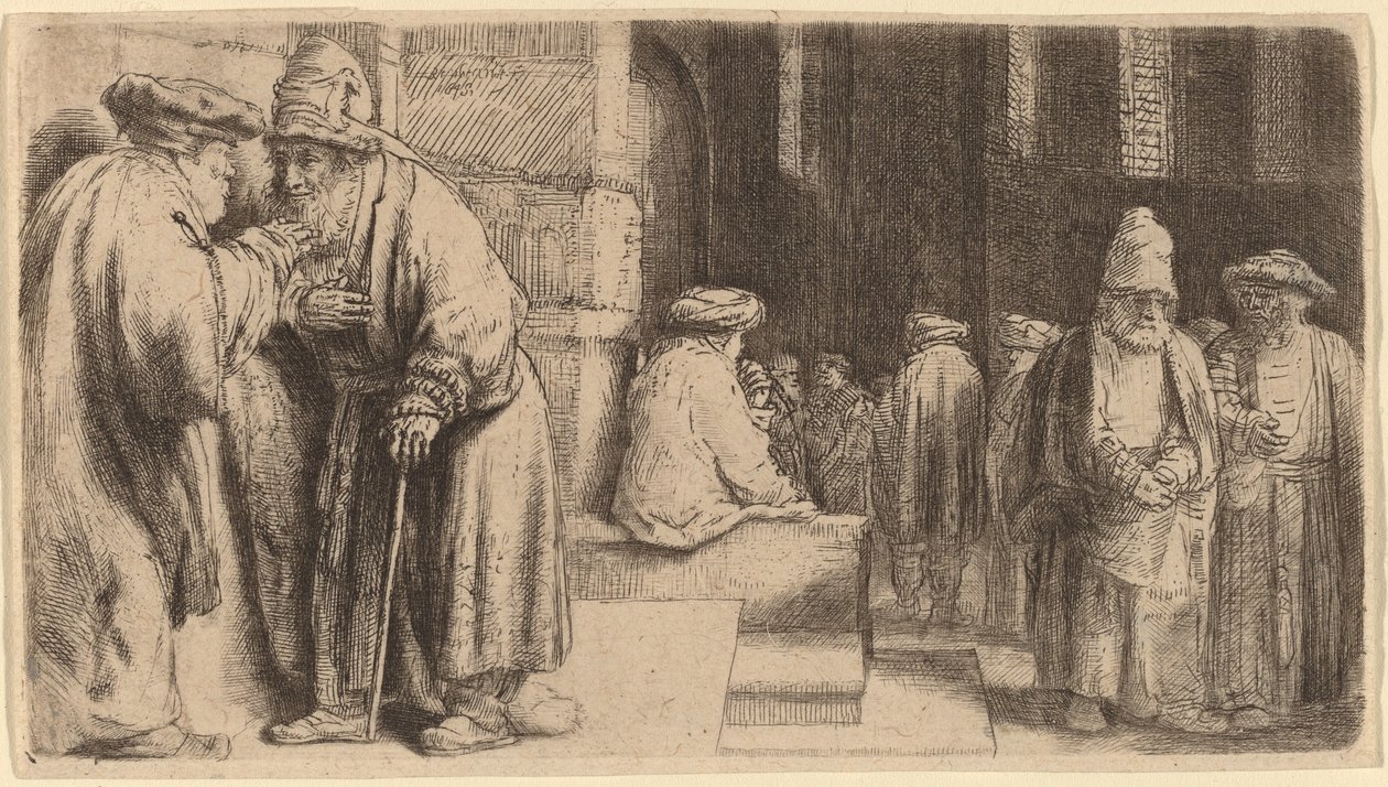 Juutalaiset synagogassa tekijältä Rembrandt van Rijn