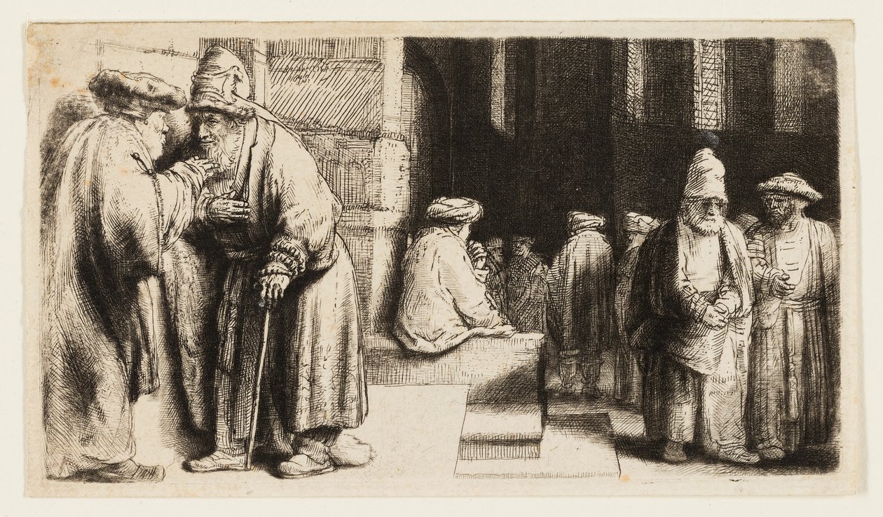 Juutalaiset synagogassa tekijältä Rembrandt van Rijn