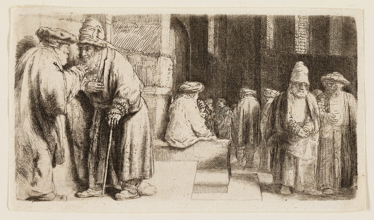 Juutalaiset synagogassa tekijältä Rembrandt van Rijn