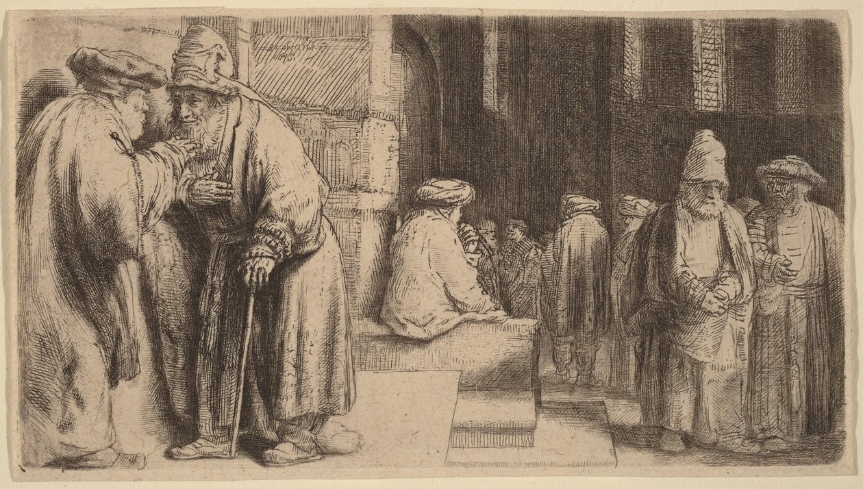 Juutalaiset synagogassa tekijältä Rembrandt van Rijn