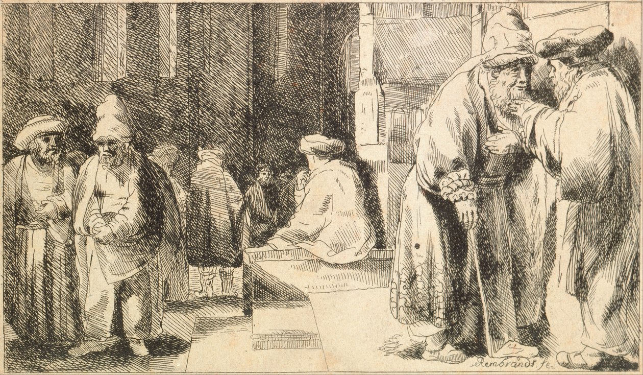 Juutalaiset synagogassa tekijältä Rembrandt van Rijn