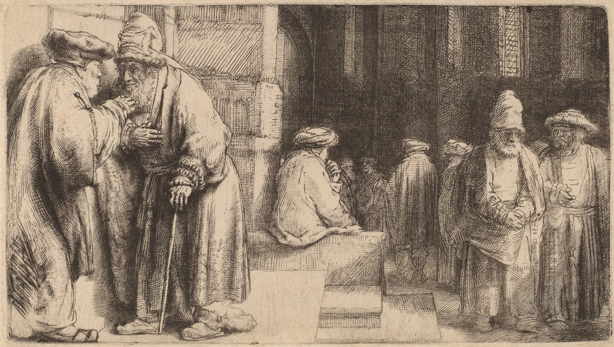 Juutalaiset synagogassa, 1648 tekijältä Rembrandt van Rijn