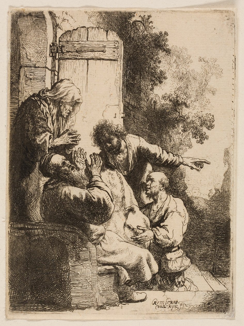 Joosefin takki tuodaan Jaakobille tekijältä Rembrandt van Rijn