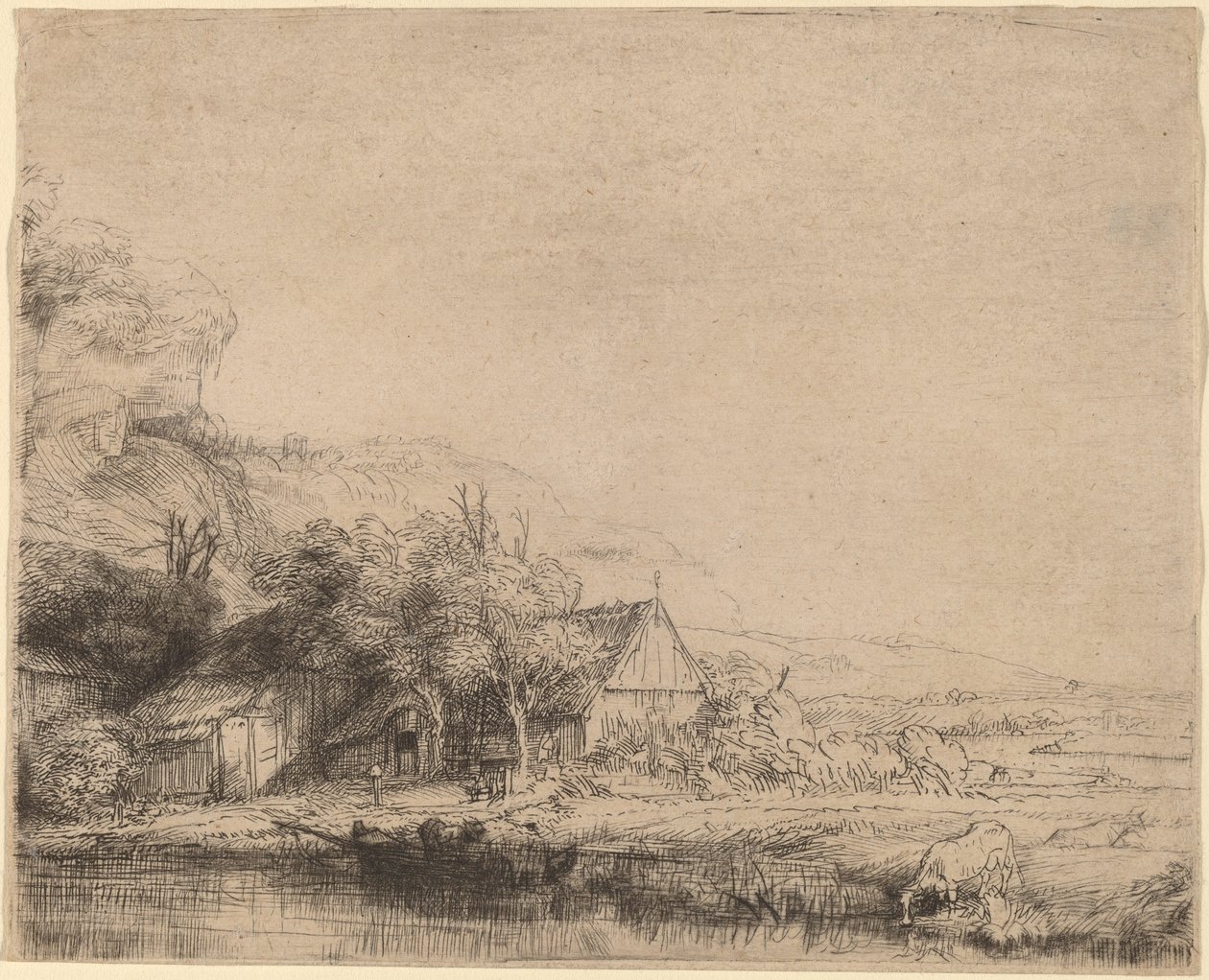 Maisema lehmän kanssa tekijältä Rembrandt van Rijn