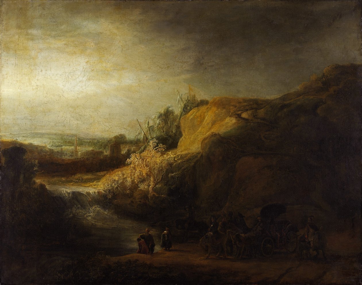 Maisema eunukin kasteella tekijältä Rembrandt van Rijn