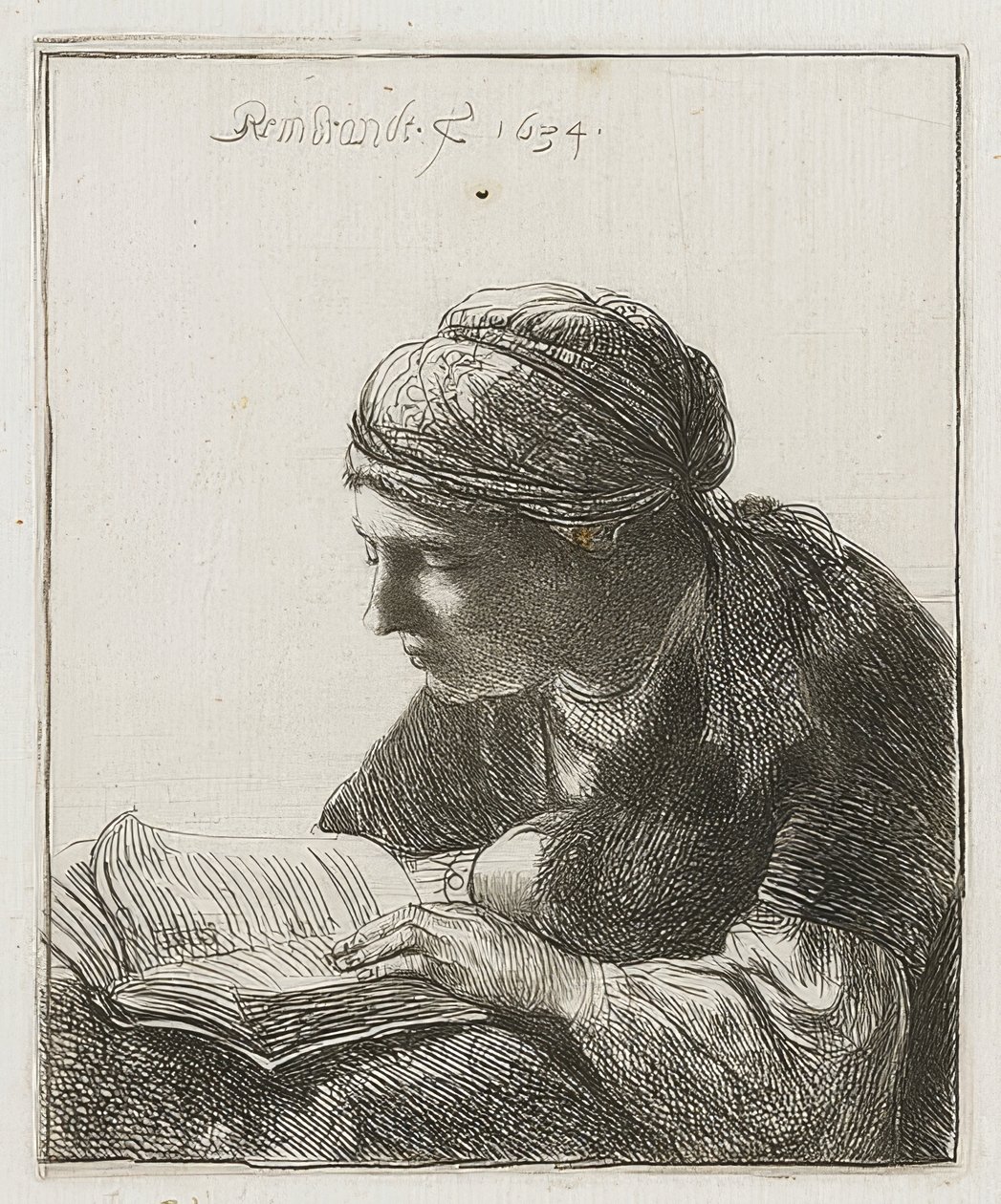 Lukija. 1634 tekijältä Rembrandt van Rijn