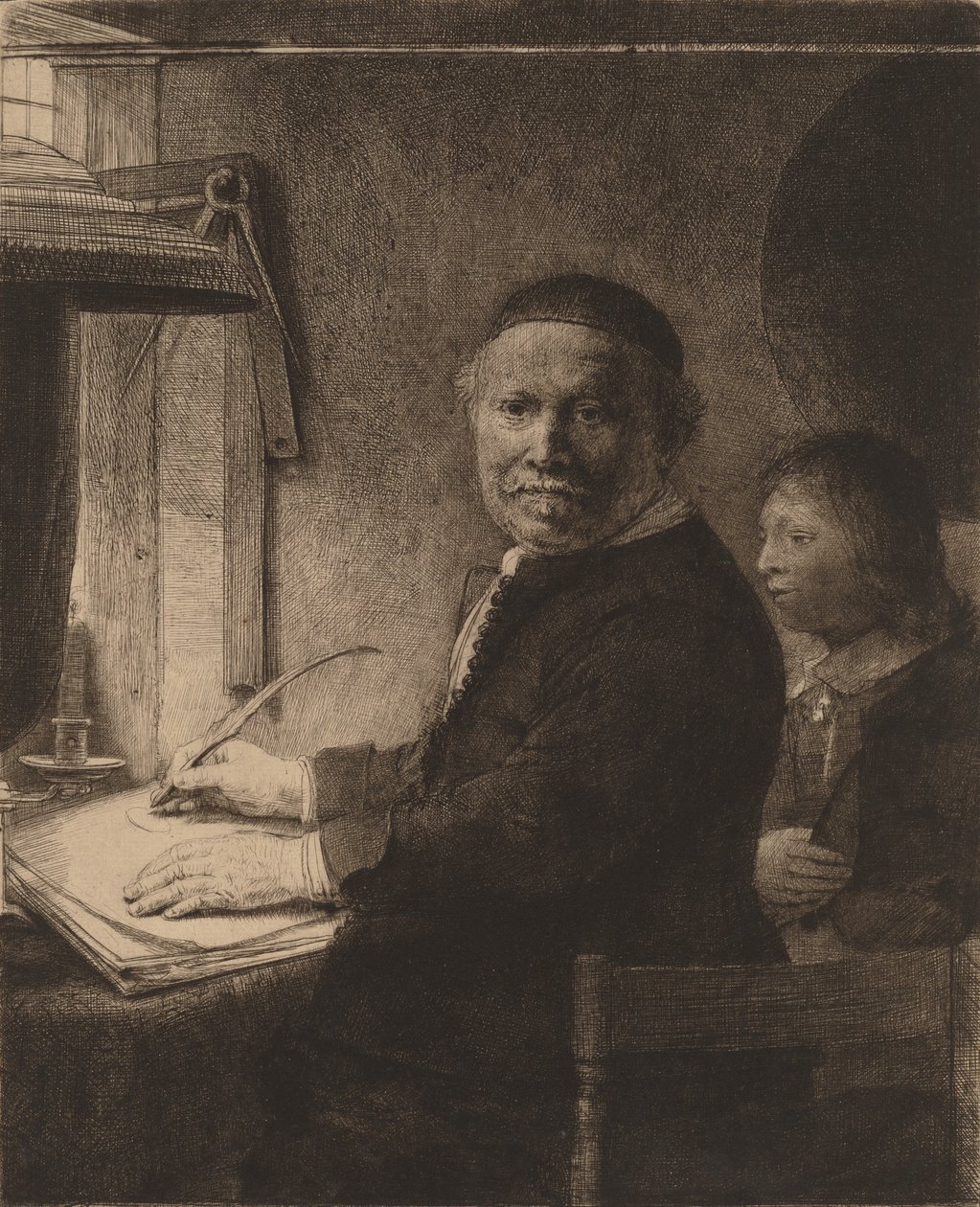 Lieven Willemsz van Coppenol: Pienempi lautanen, n. 1658. tekijältä Rembrandt van Rijn