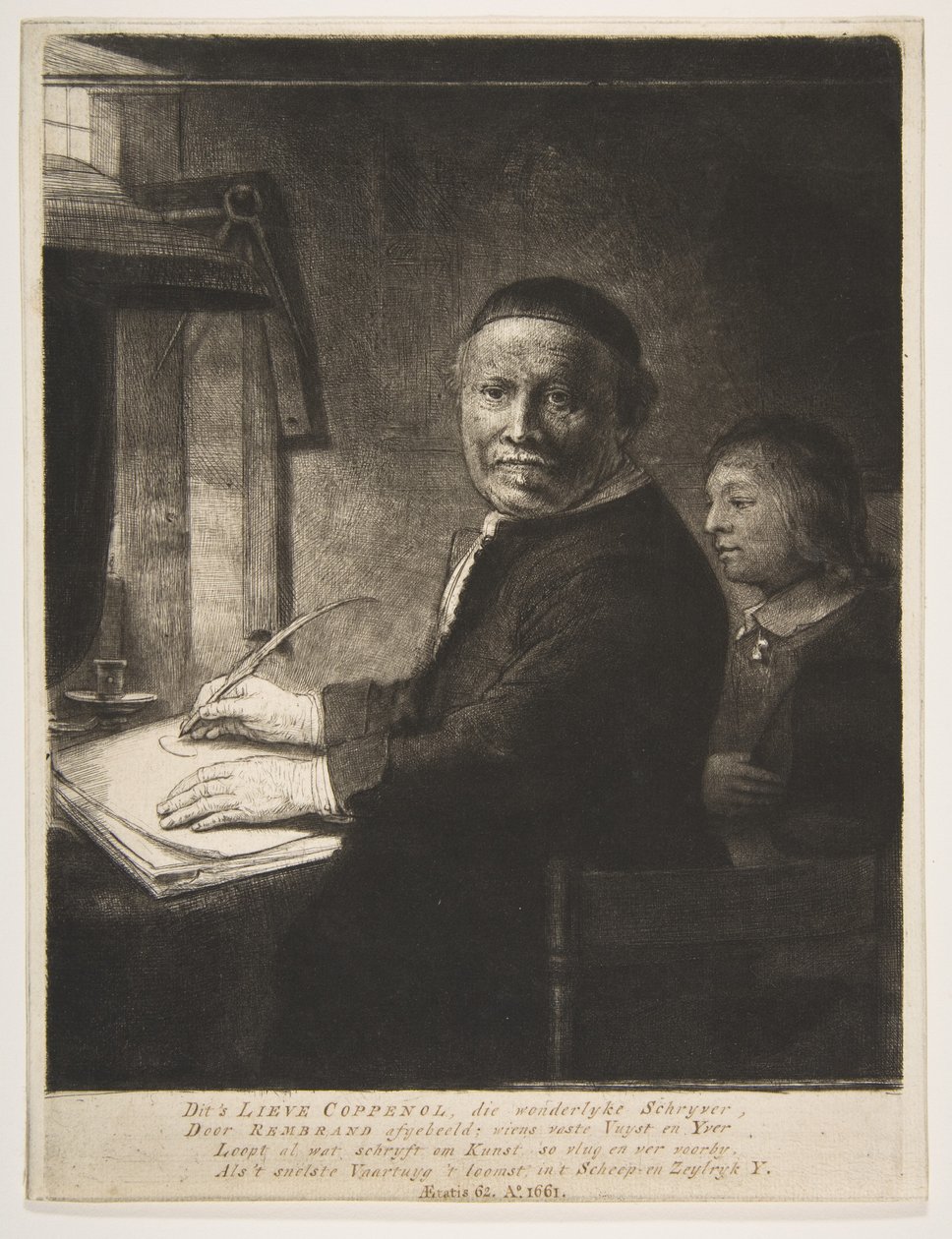 Lieven Willemsz van Coppenol pojanpoikansa kanssa, noin 1658. tekijältä Rembrandt van Rijn