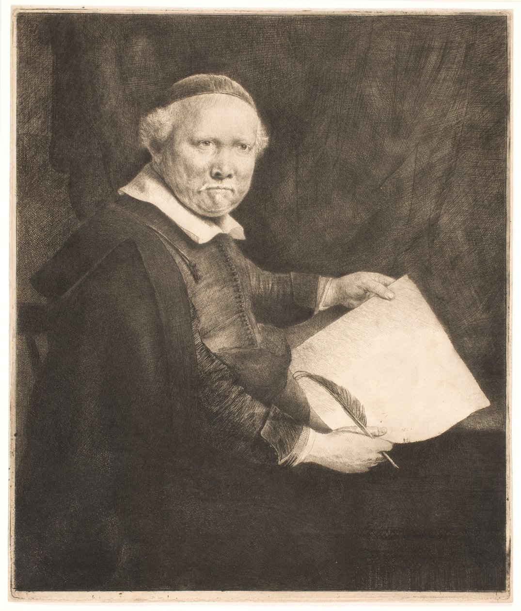 Lieven Willemsz van Coppenol, kirjoitusmestari: isompi levy tekijältä Rembrandt van Rijn
