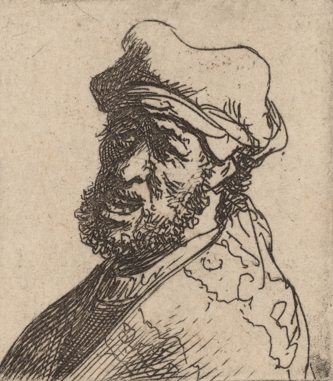 Mies huutaa, kolme neljäsosaa jäljellä, n. 16301631. tekijältä Rembrandt van Rijn