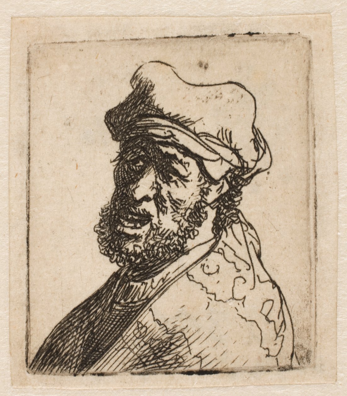 Huutava mies, kolme neljäsosaa jäljellä: rintakuva tekijältä Rembrandt van Rijn