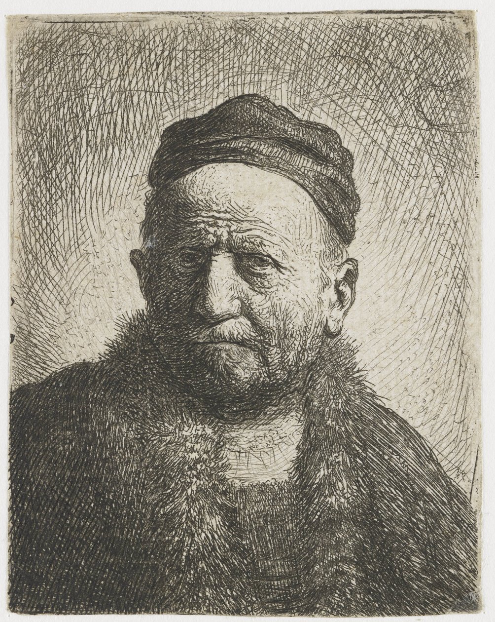 Mies, jolla on tiukka lippis: rintakuva (taiteilijan isä?) tekijältä Rembrandt van Rijn