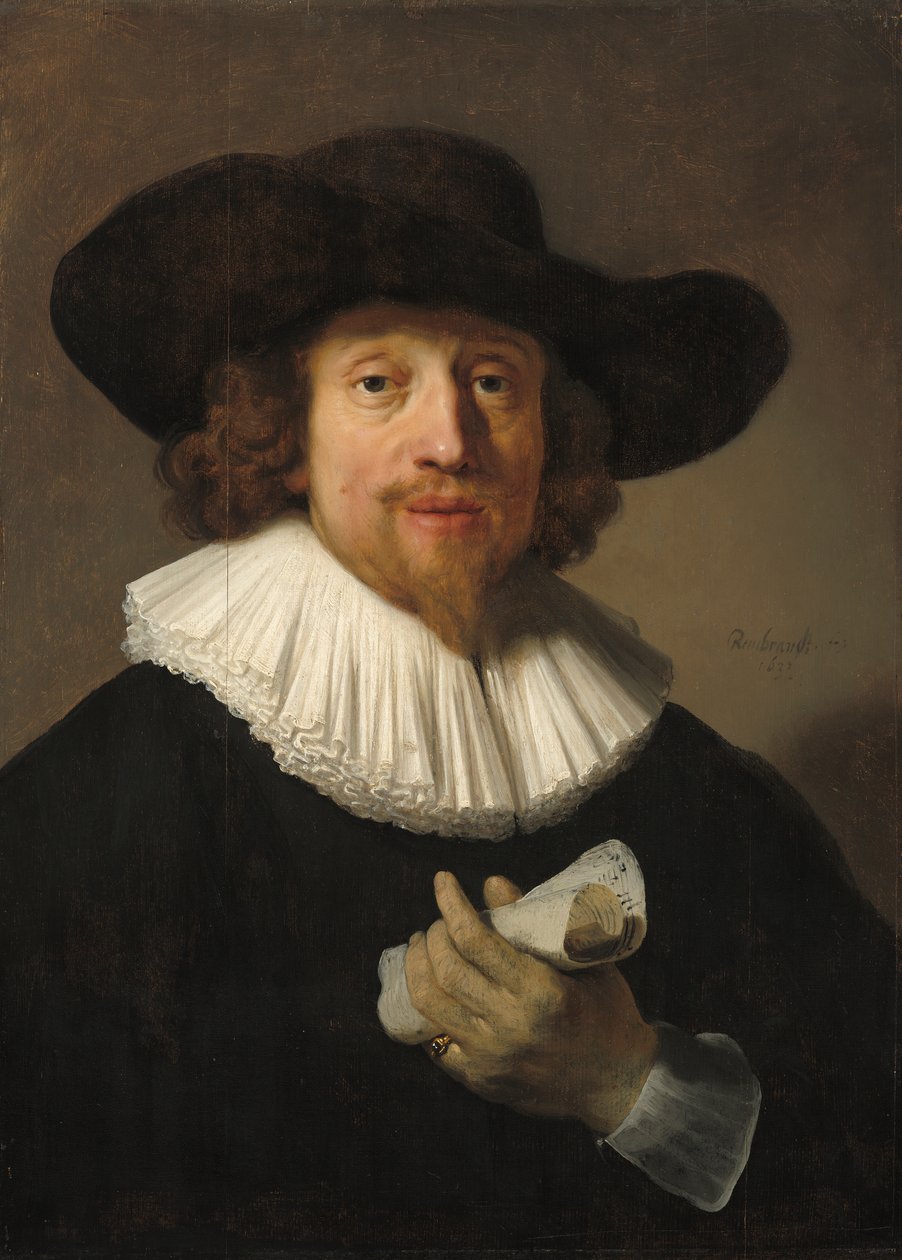 Mies nuottien kanssa, 1633 tekijältä Rembrandt van Rijn