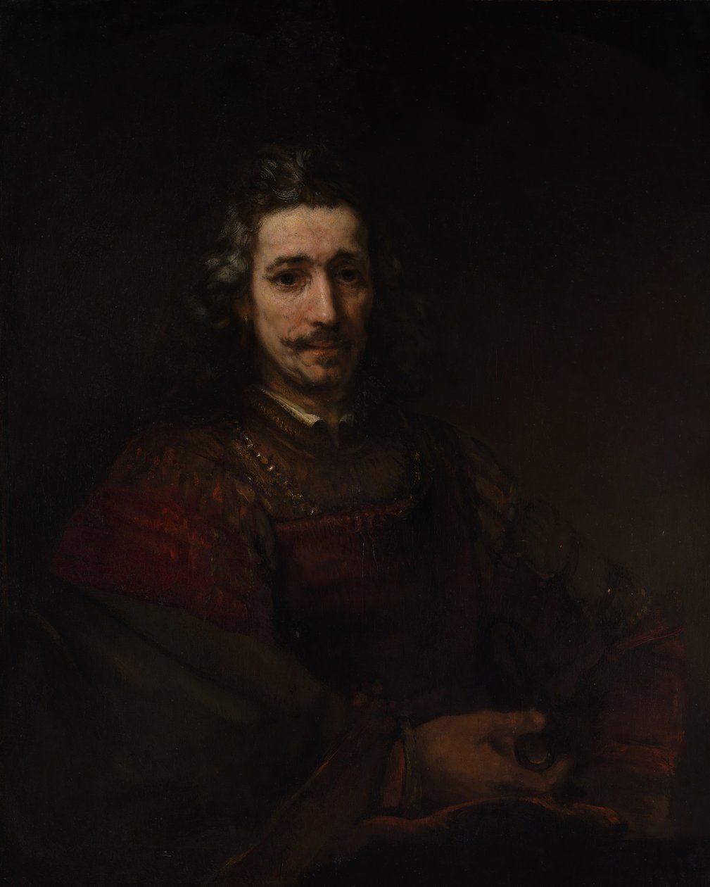 Mies suurennuslasilla, 1660-luvun alku. tekijältä Rembrandt van Rijn