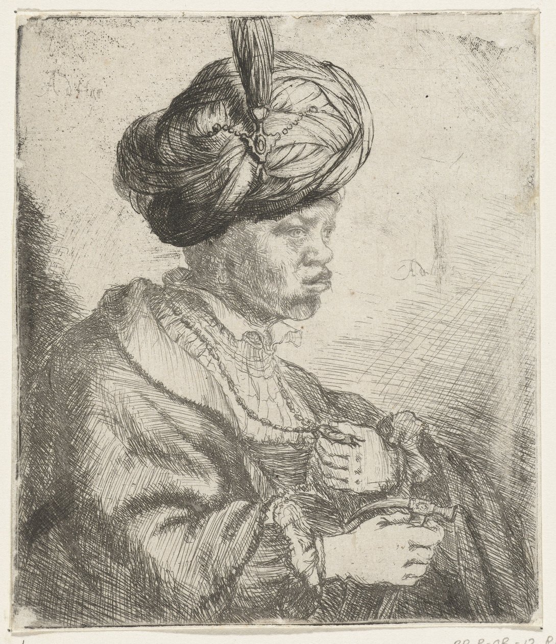 Mies turbaanilla, n. 1660-70 tekijältä Rembrandt van Rijn