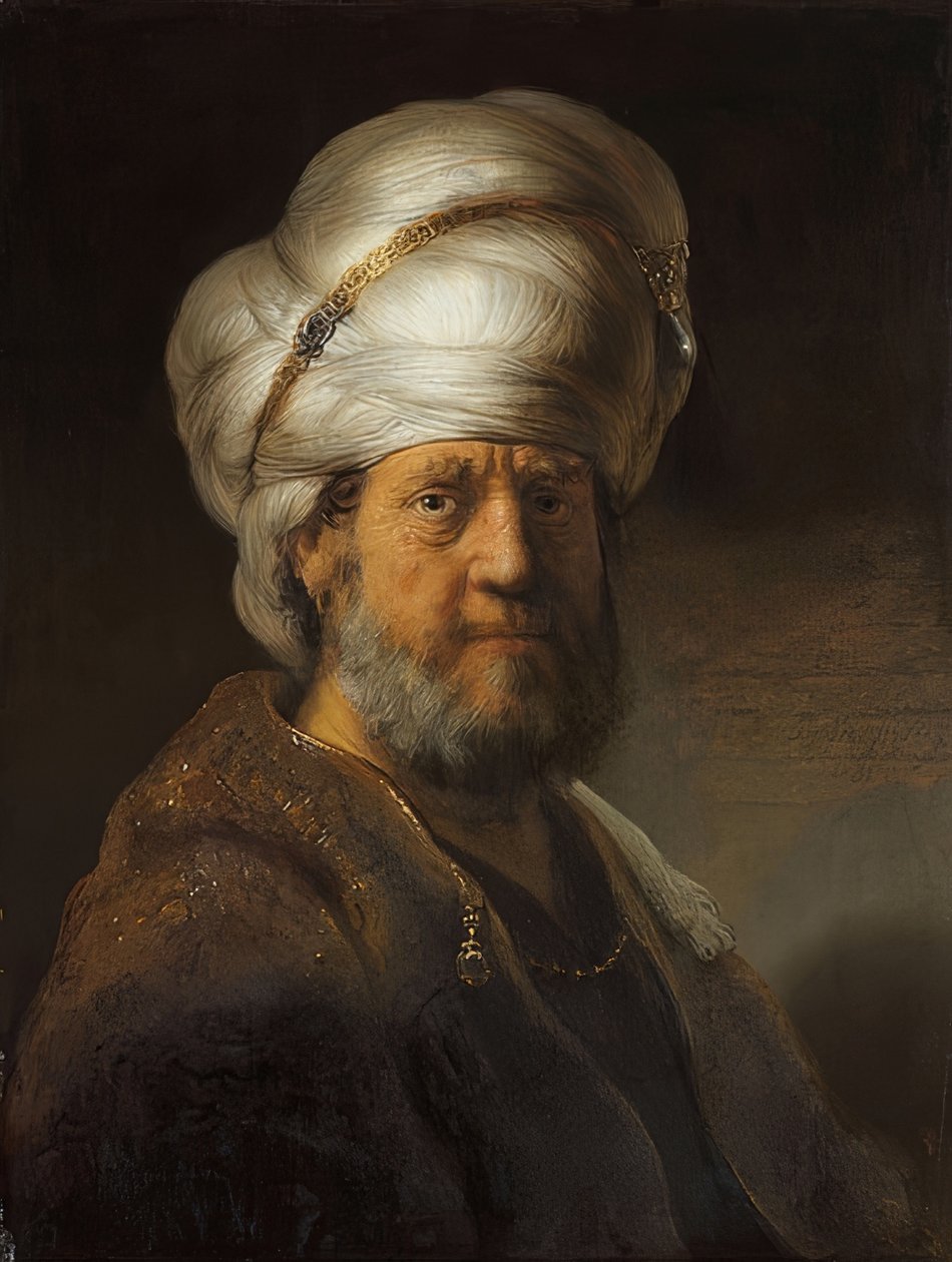 Mies itämaisessa asussa. 1635 tekijältä Rembrandt van Rijn