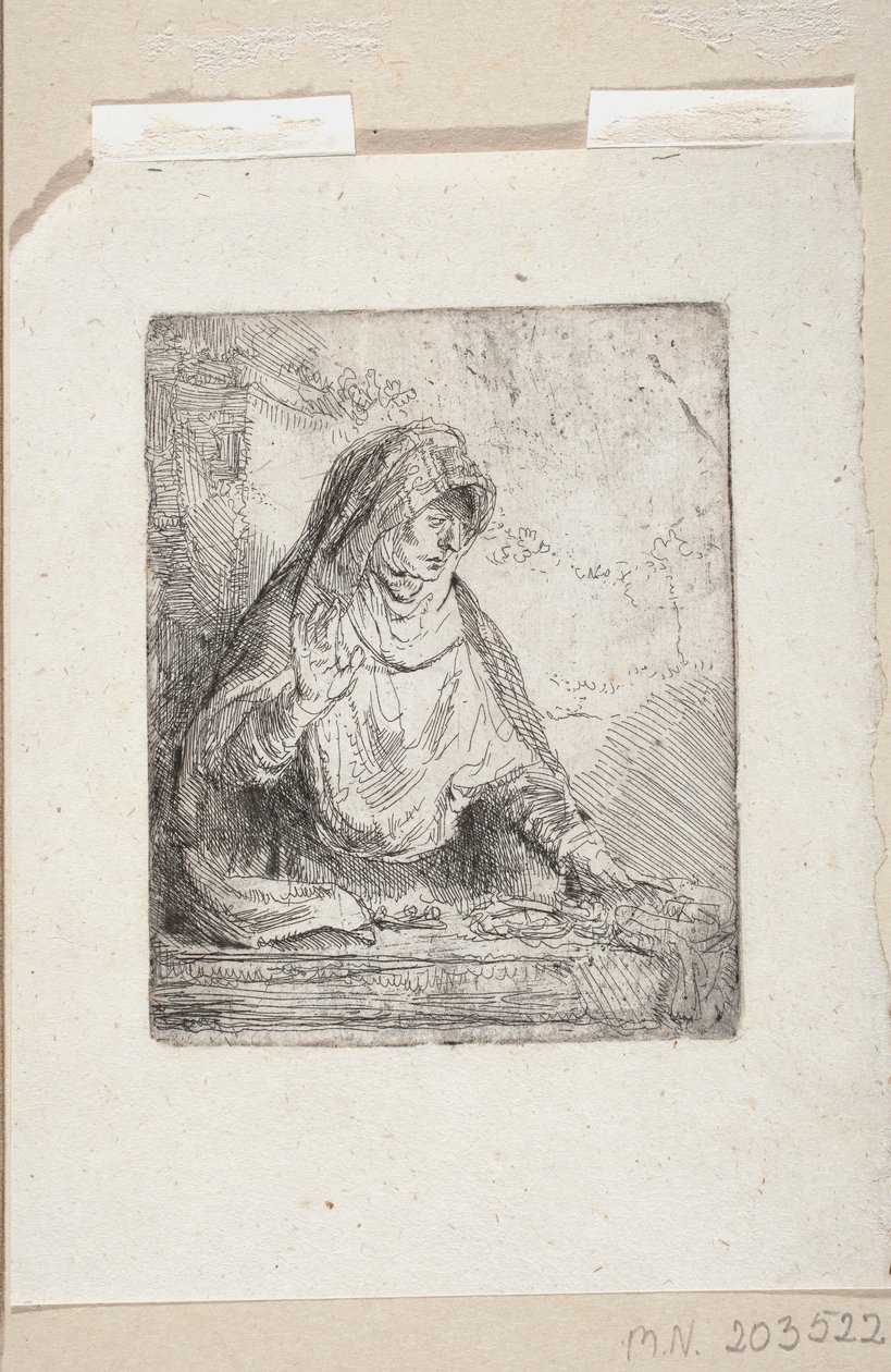 Kärsimyksen Neitsyt Maria ja Kristuksen kärsimyksen symbolit tekijältä Rembrandt van Rijn