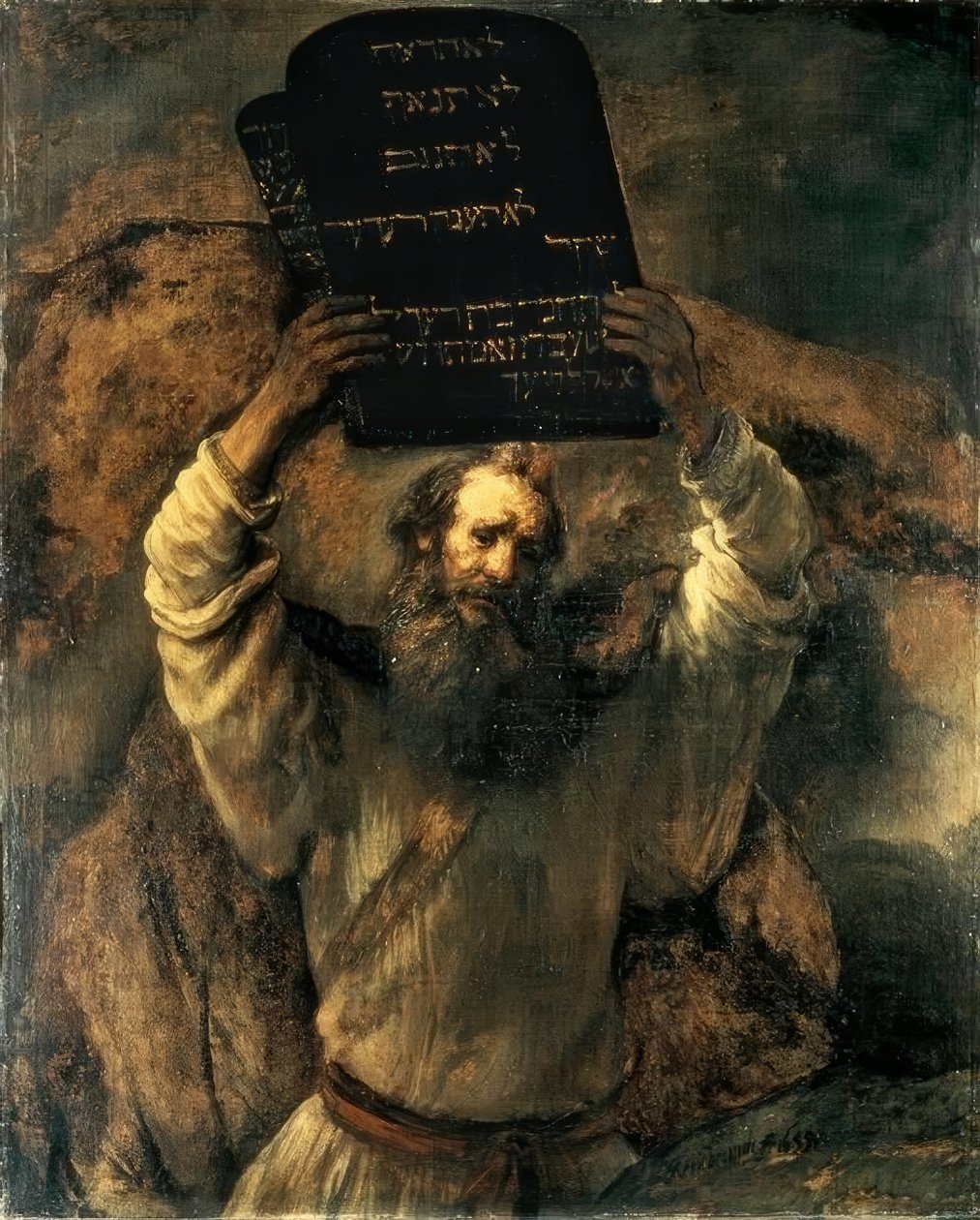 Moses zerschmettert die Gesetzestafeln tekijältä Rembrandt van Rijn