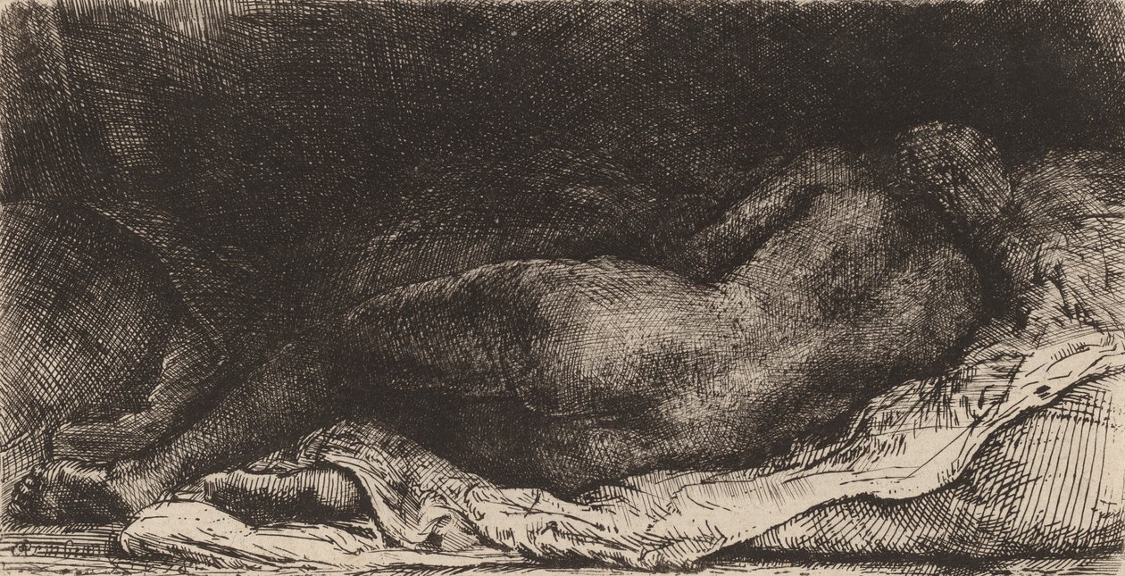 Negress makuulla, 1658. tekijältä Rembrandt van Rijn