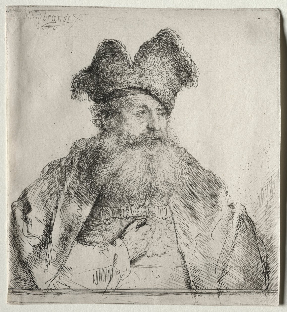 Vanhus jaettu turkislakka, 1640. tekijältä Rembrandt van Rijn