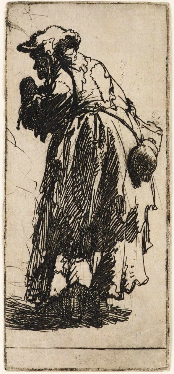 Vanha kerjäläinen nainen kurpitsalla, n.1629. tekijältä Rembrandt van Rijn