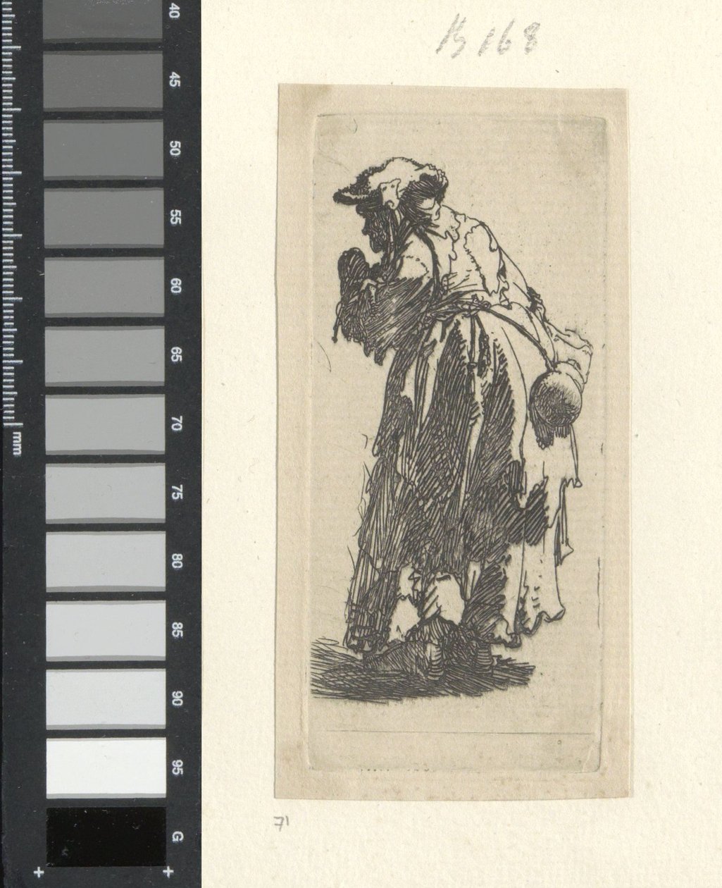 Oude bedelares met kalebas Kokoelma kahdeksankymmentäviisi alkuperäistä vedosta (sarjan nimi) tekijältä Rembrandt van Rijn