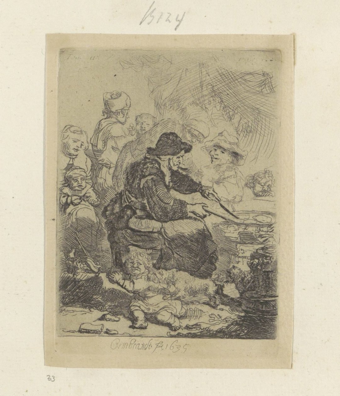 Pannekoekenbakster Kokoelma kahdeksankymmentäviisi alkuperäistä vedosta (sarjan nimi) tekijältä Rembrandt van Rijn
