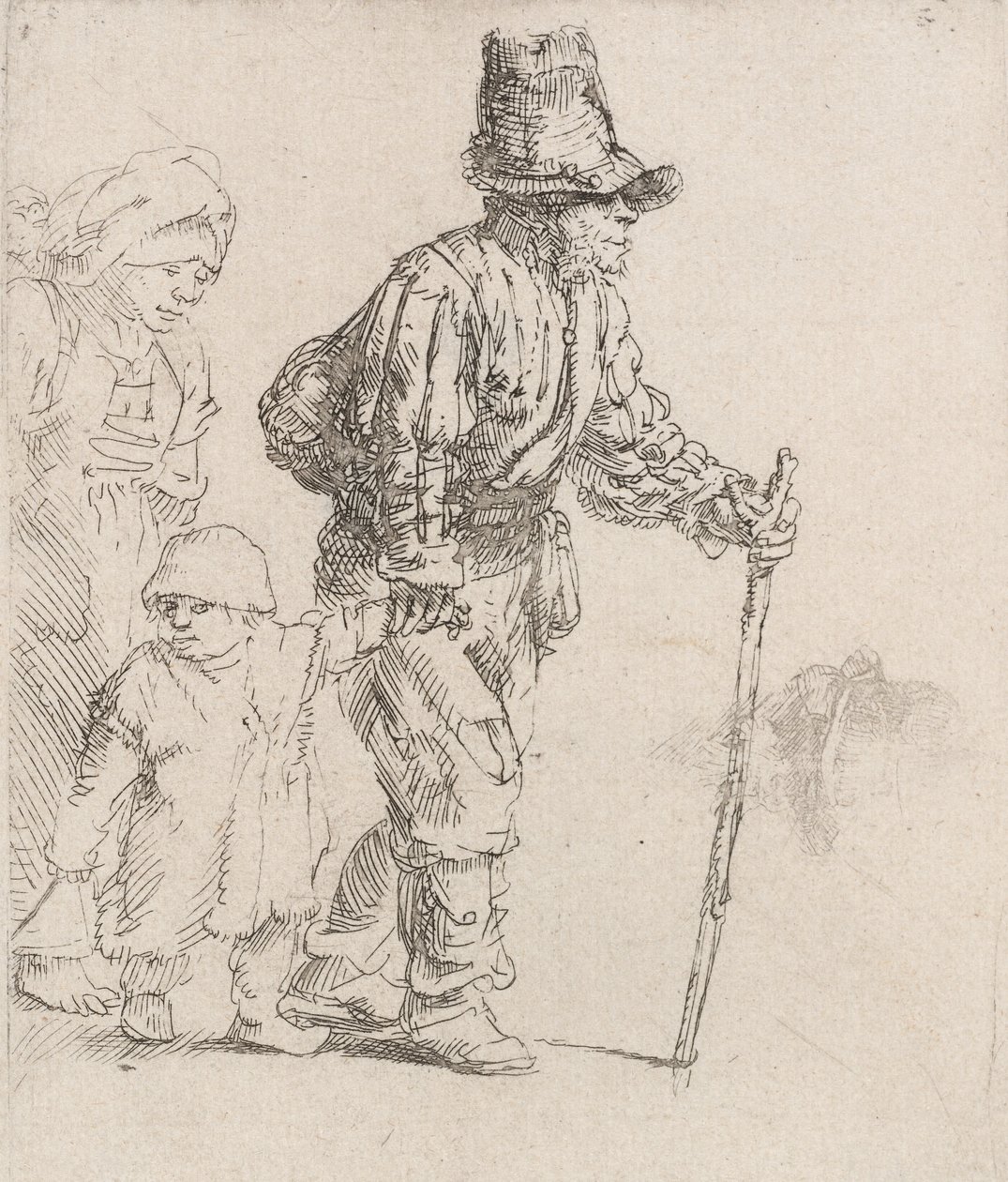 Talonpoikaperhe kulkurilla, n. 1652. tekijältä Rembrandt van Rijn