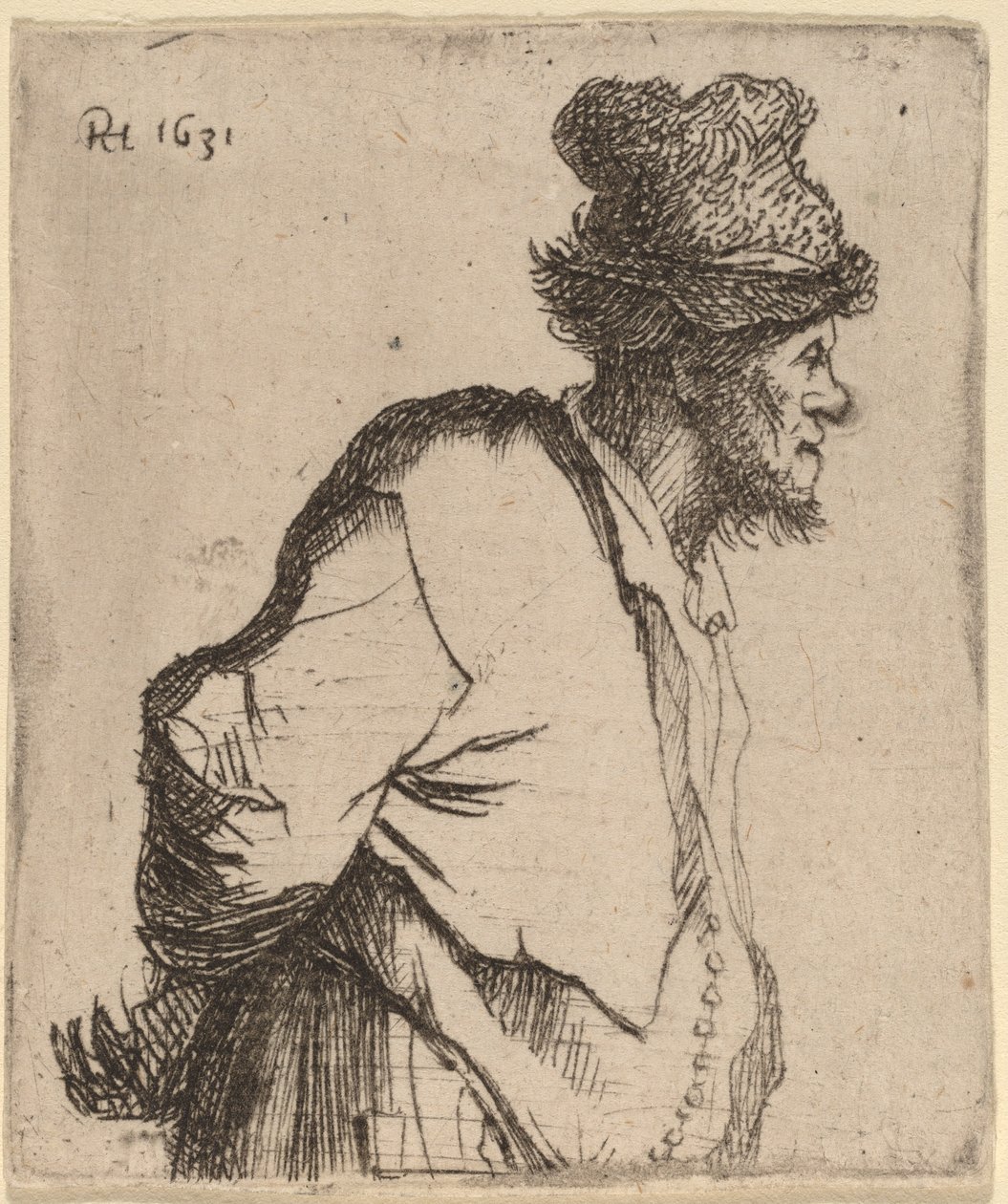 Talonpoika kätensä selän takana tekijältä Rembrandt van Rijn