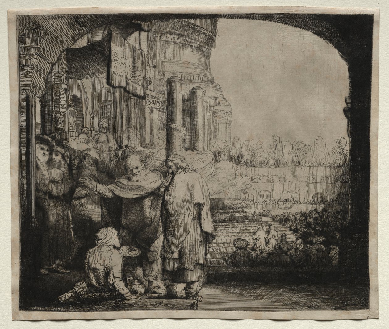 Pietari ja Johannes parantavat rampaa temppelin portilla, 1659. tekijältä Rembrandt van Rijn