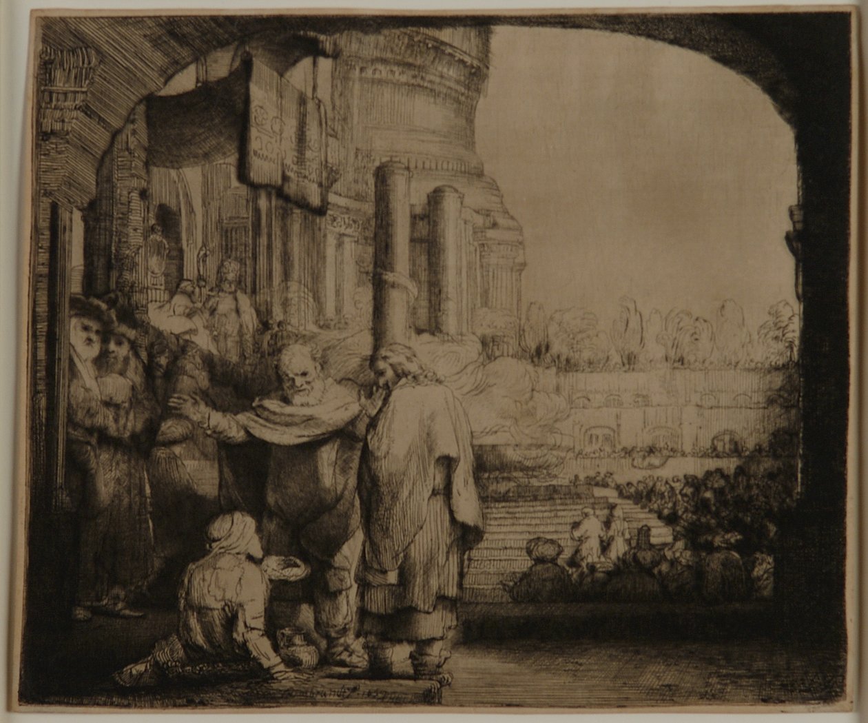 Pietari ja Johannes temppelin portilla tekijältä Rembrandt van Rijn