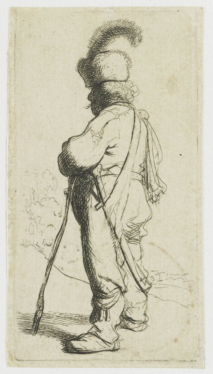Keppiin nojaava puolalainen tekijältä Rembrandt van Rijn