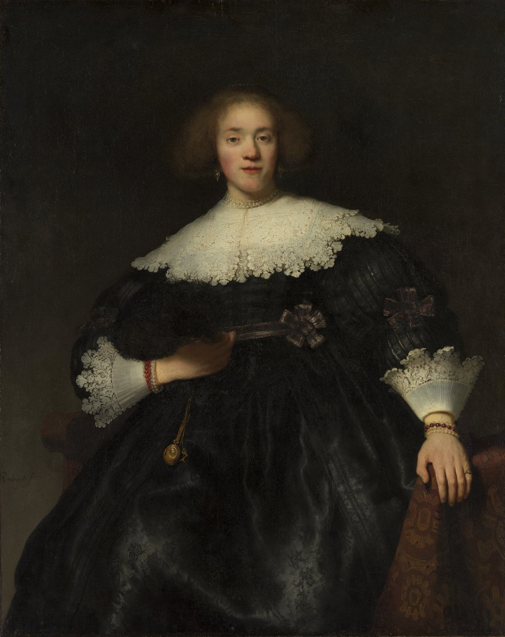 Nuoren naisen muotokuva tuulettimen kanssa, 1633. tekijältä Rembrandt van Rijn