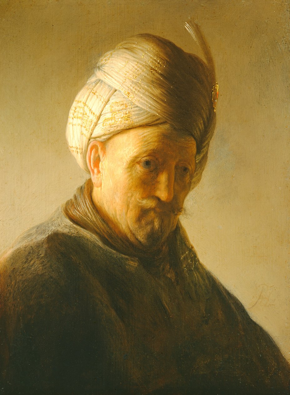 Turbaanipukuisen miehen muotokuva, n. 1630 (paneeli) tekijältä Rembrandt van Rijn