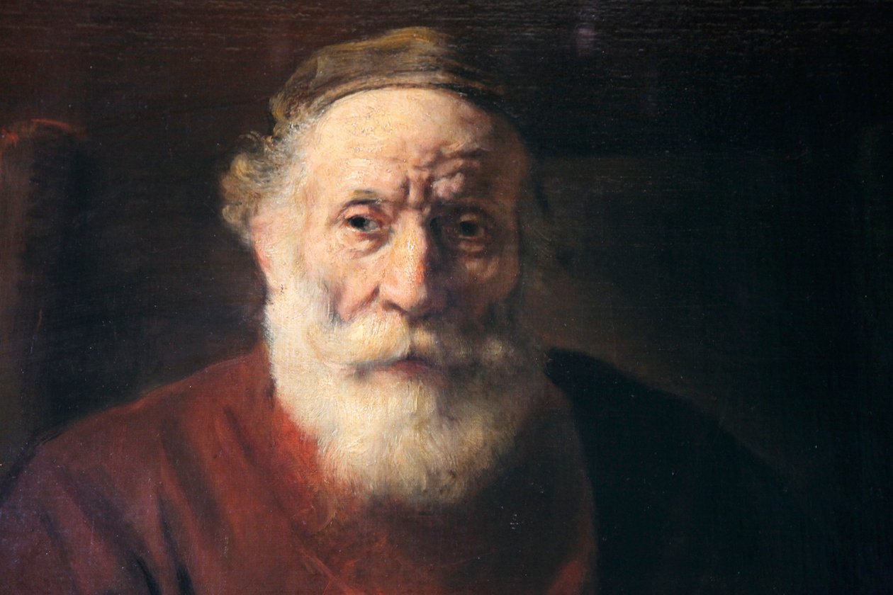 "Punapukuisen vanhan miehen muotokuva", 1600-luku tekijältä Rembrandt van Rijn