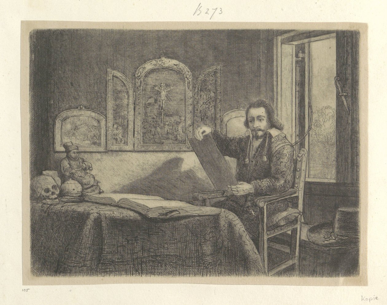 Apotheker Abraham Francenin muotokuva Kokoelma kahdeksankymmentäviisi alkuperäistä vedosta (sarjan nimi) tekijältä Rembrandt van Rijn