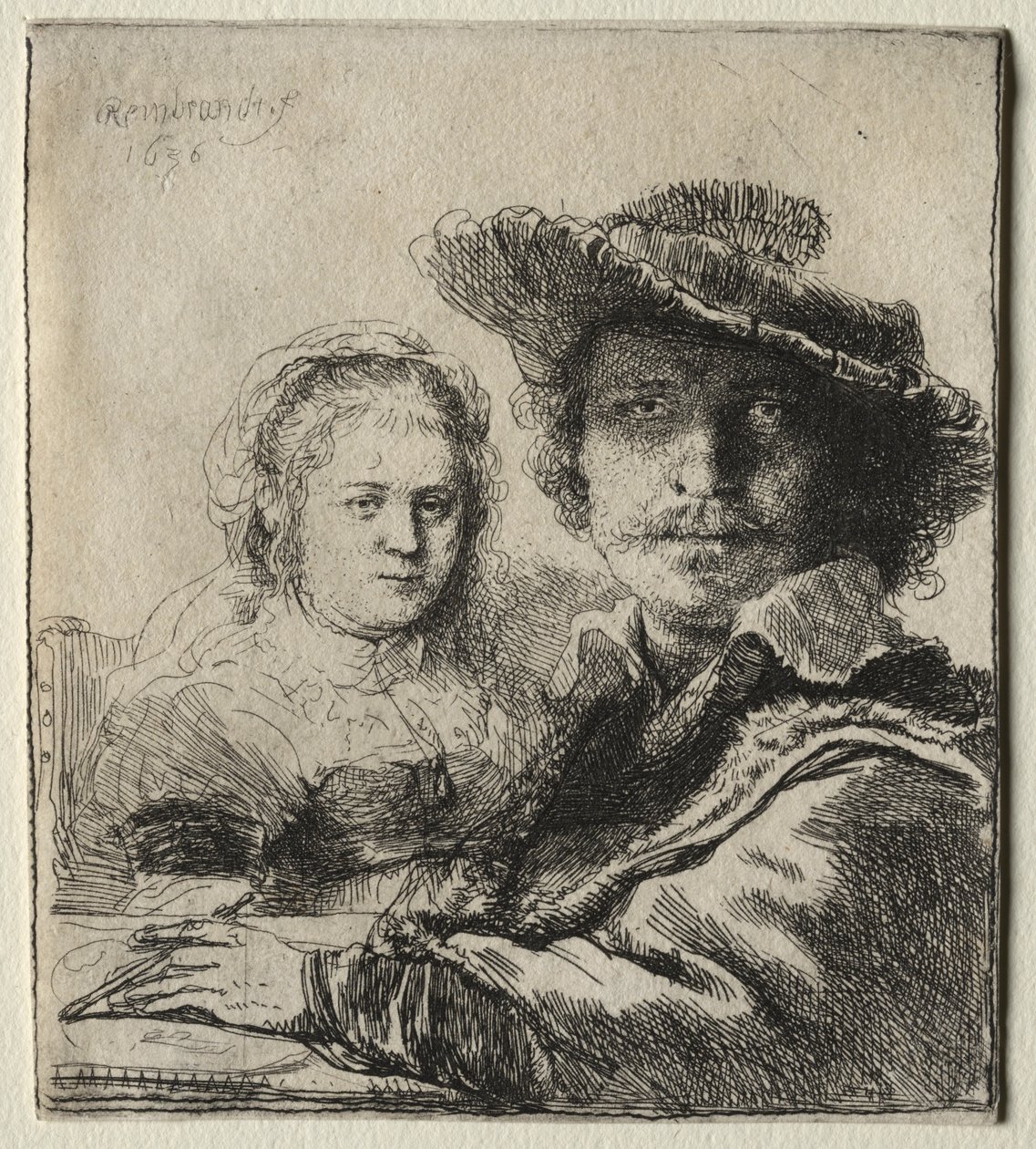 Rembrandt ja hänen vaimonsa Saskia, 1636. tekijältä Rembrandt van Rijn
