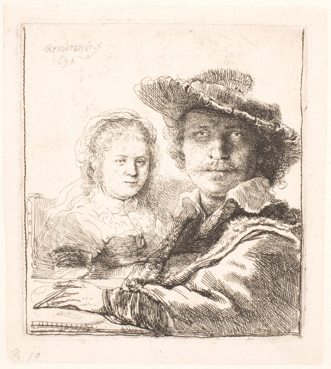 Rembrandt ja hänen vaimonsa Saskia: rintakuvat tekijältä Rembrandt van Rijn