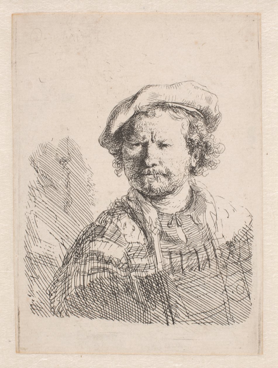Rembrandt litteässä lippaassa huivi olkapäillä tekijältä Rembrandt van Rijn