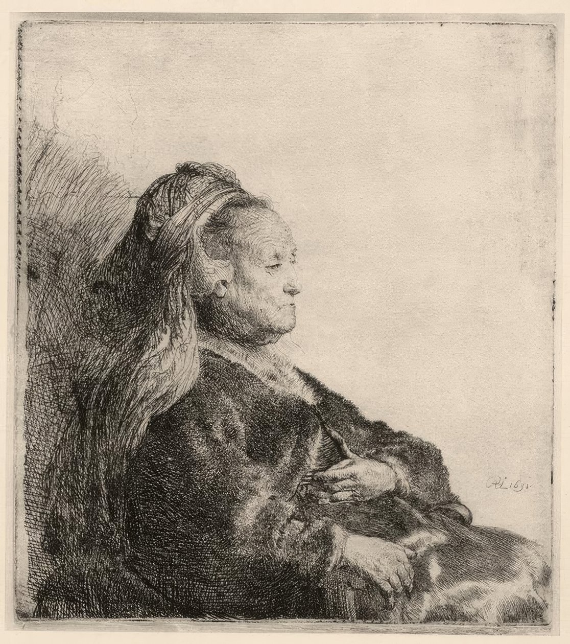 Rembrandtin äiti itämaisessa päähineessä tekijältä Rembrandt van Rijn