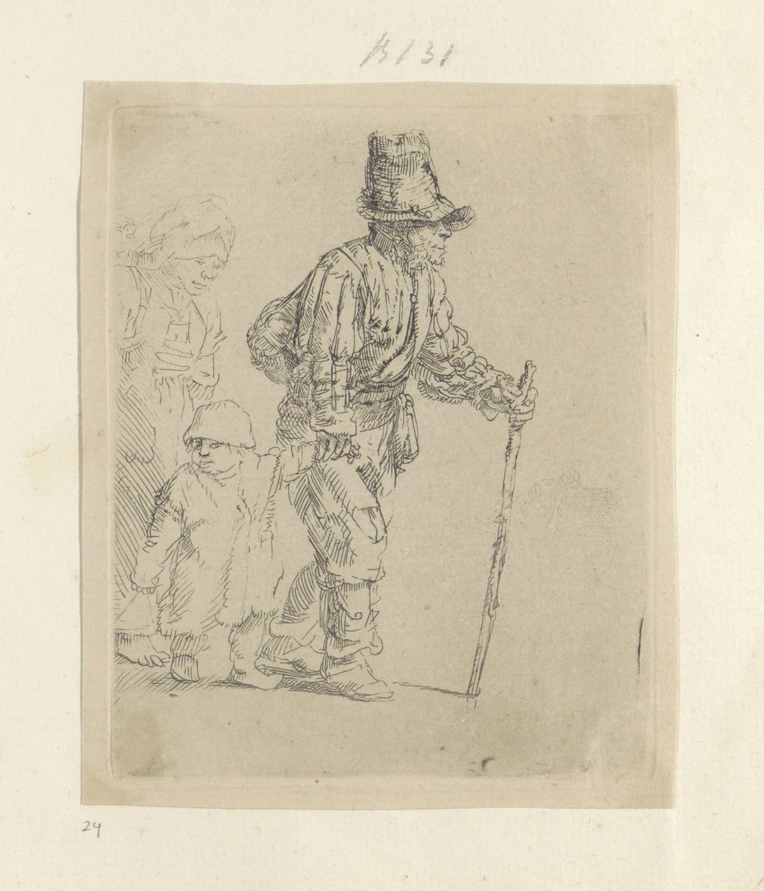Rondtrekkende boerenfamilie Kokoelma kahdeksankymmentäviisi alkuperäistä vedosta (sarjan nimi) tekijältä Rembrandt van Rijn