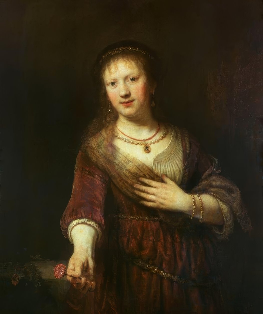 Saskia mit der roten Blume tekijältä Rembrandt van Rijn