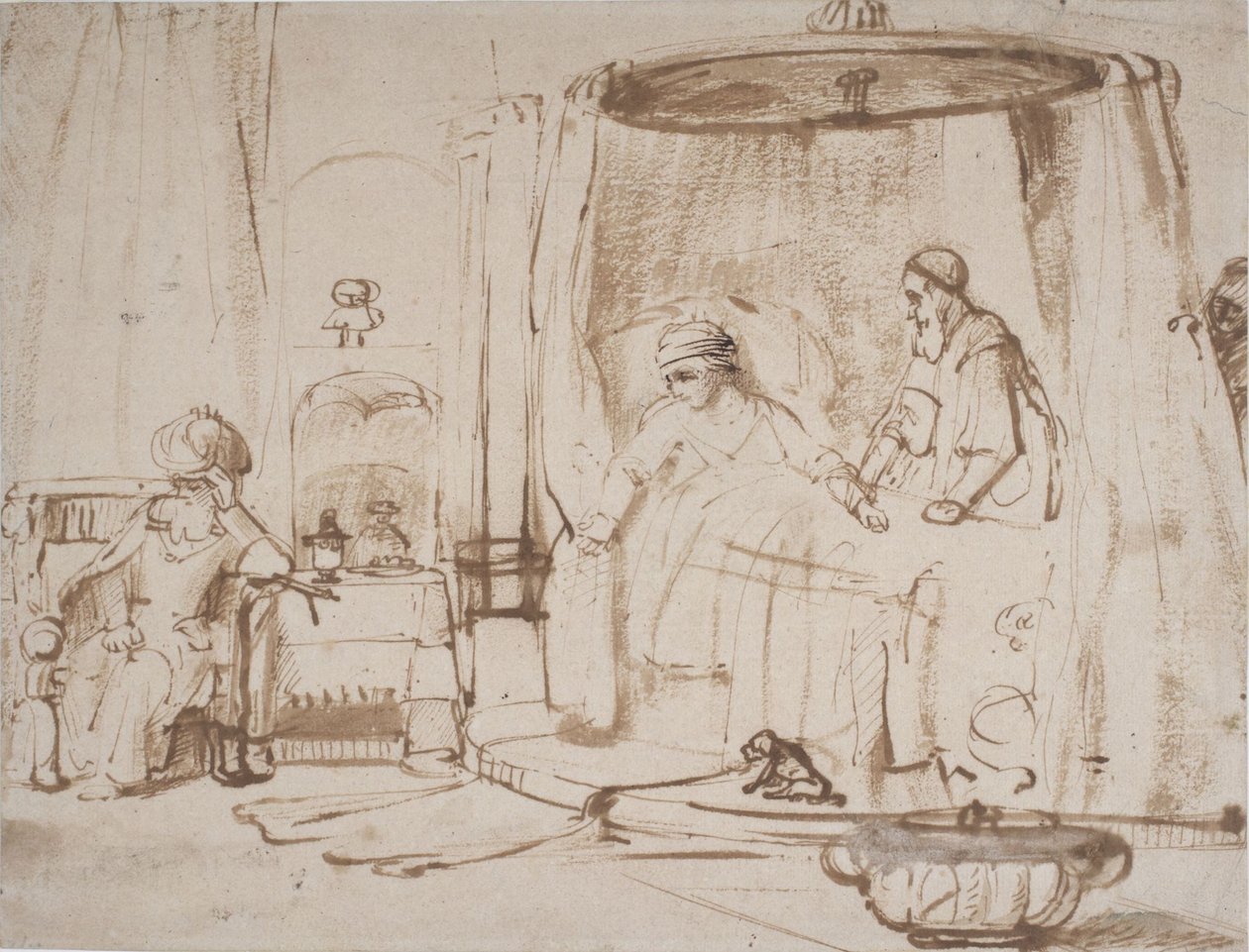 Kohtaus tarinasta Antiokhosista ja Stratonikesta tekijältä Rembrandt van Rijn