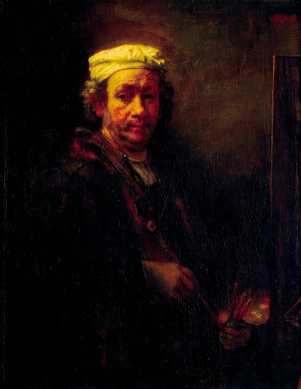 Selbstbildnis vor der Staffelei tekijältä Rembrandt van Rijn
