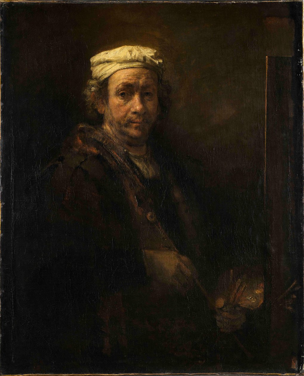 Omakuva maalaustelineessa Taiteilijan muotokuva maalaustelineessa, 1660. tekijältä Rembrandt van Rijn