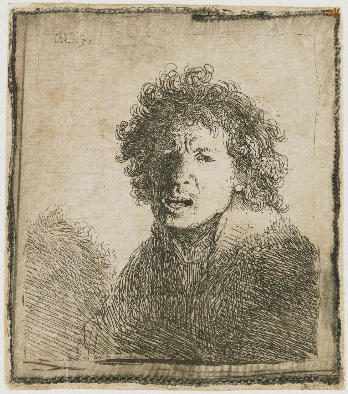 Omakuva suu auki, 1630. tekijältä Rembrandt van Rijn